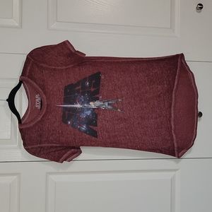 Star Wars the last jedi top, maroon washed look, size medium